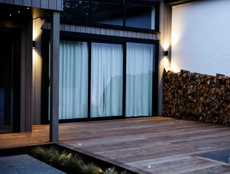 Deck at dusk, Hillside House