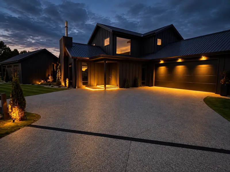 Driveway at dusk, Black Gable House