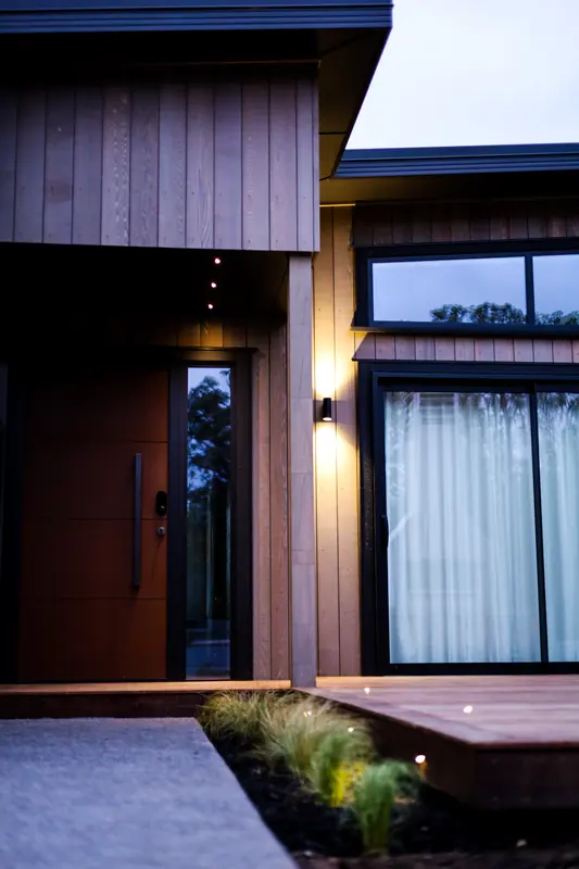 Entry at dusk, Hillside House